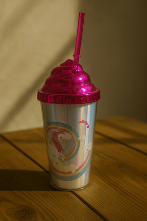 Unicorn Rainbow Cup with Straw